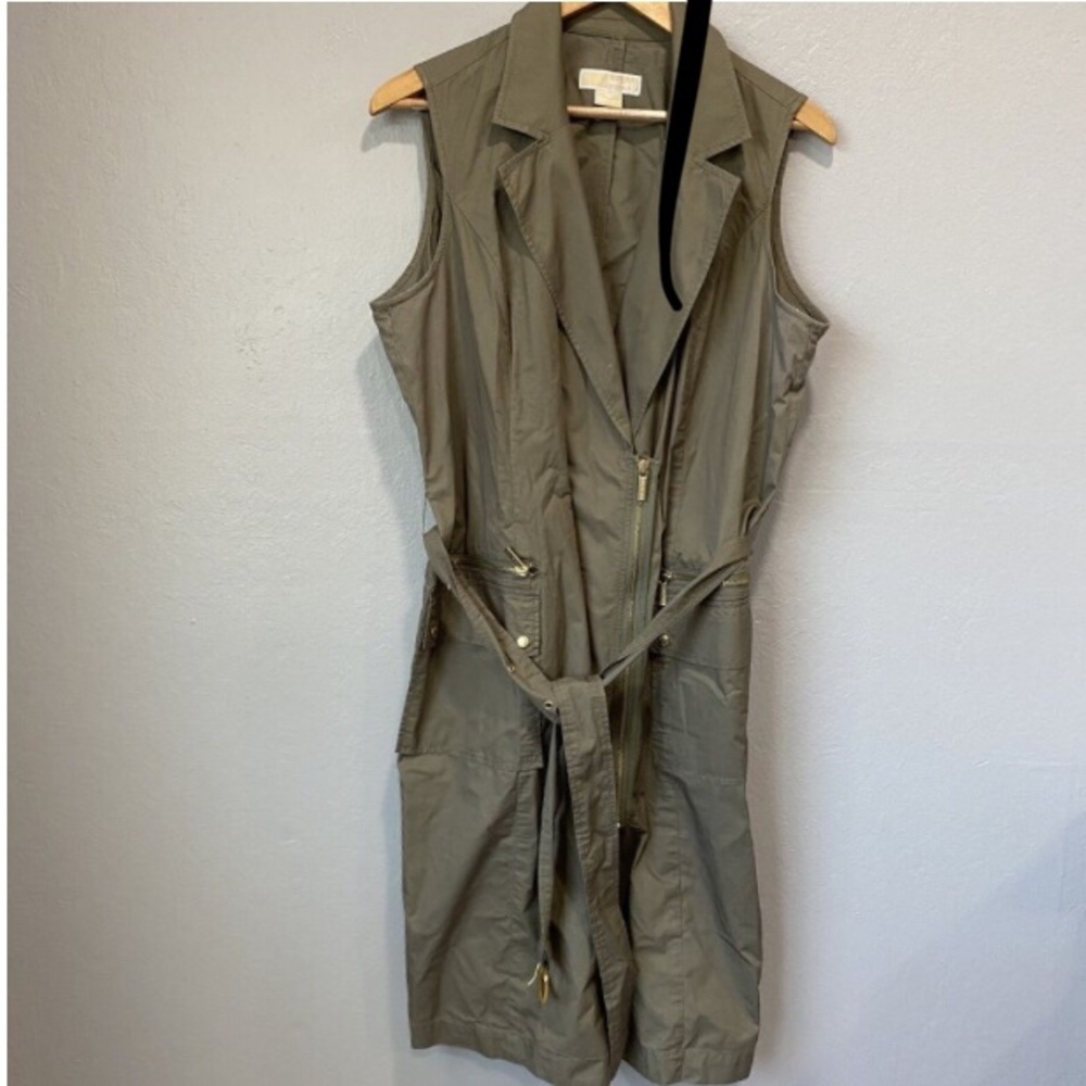 michael kors womens 1x vest dress green dark f